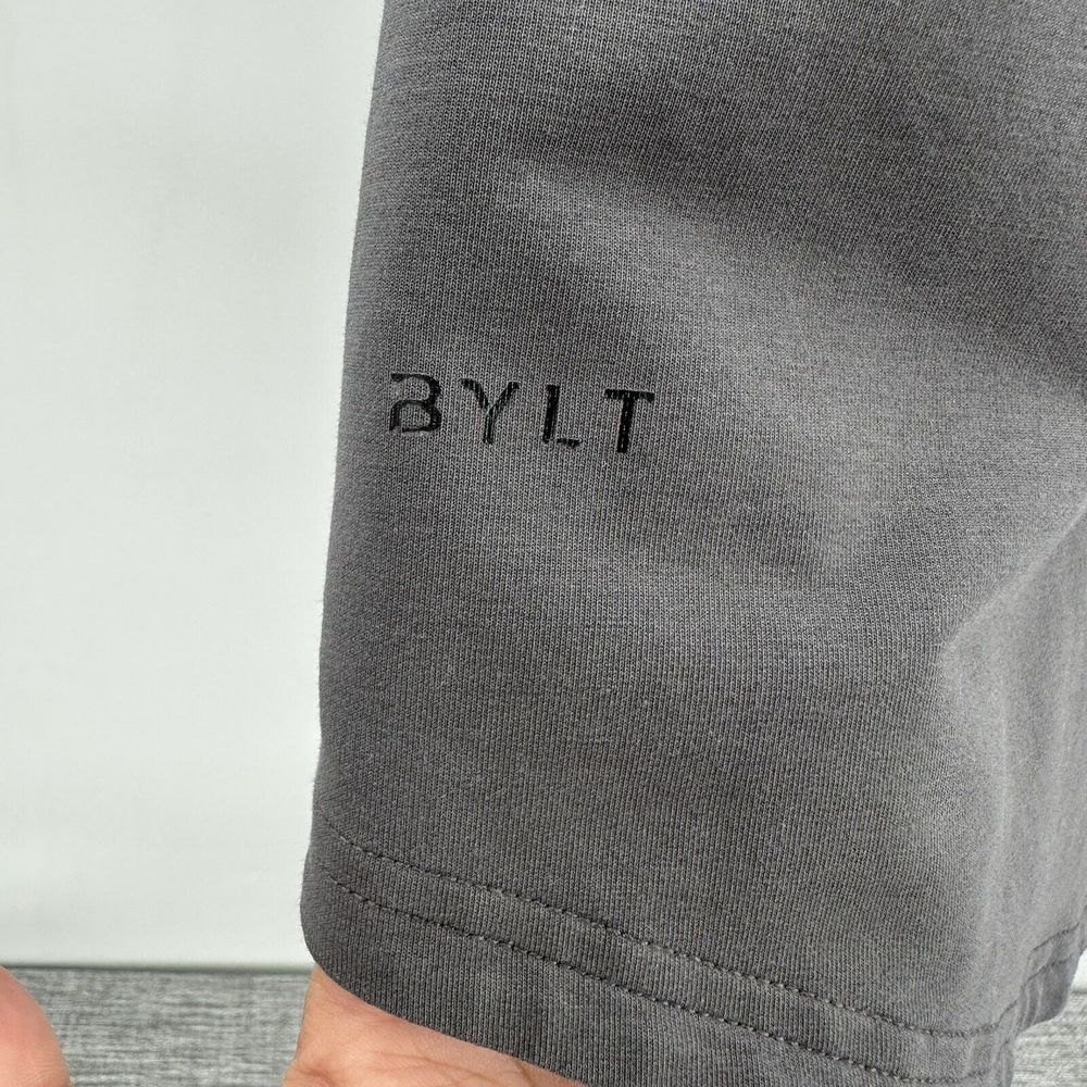 BYLT Shirt‎ Mens Medium Drop Cut Lux Short Sleeve Color Block Raglan Black Gray - Picture 3 of 10